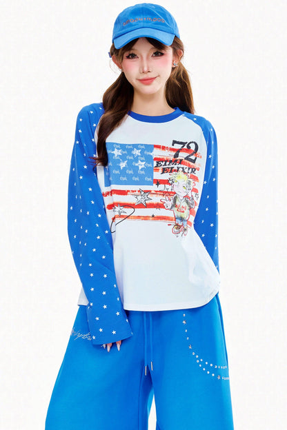 American Dot Raglan Top