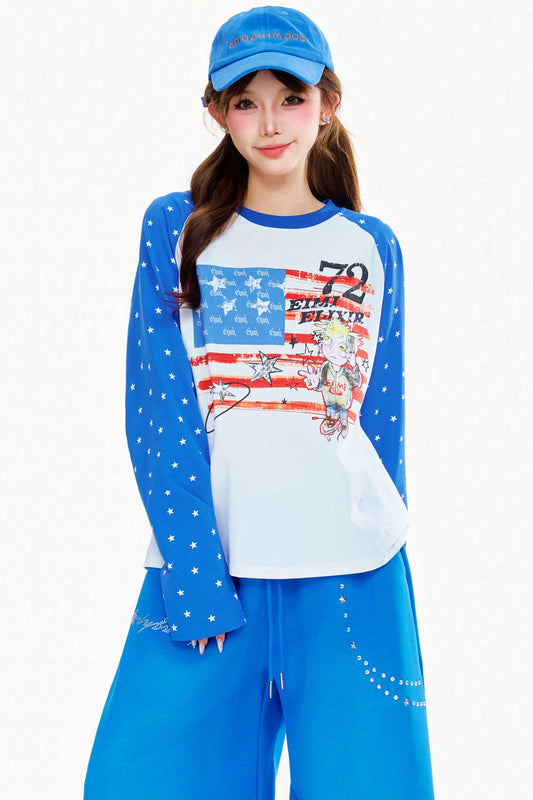 American Dot Raglan Top