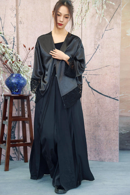 Dark Lace Satin Gown