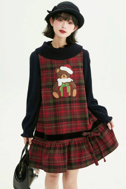 ヴィンテージレッドチェックドレス