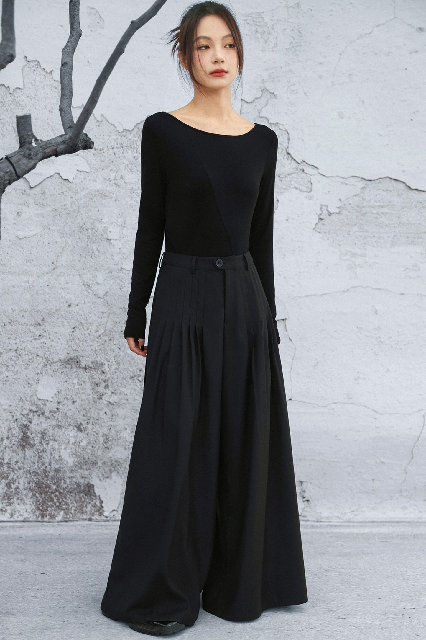 ダークモードワイドレッグパンツ