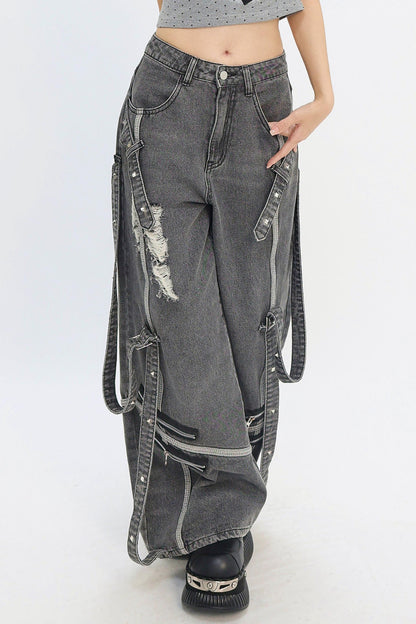 Decadent Punk Strap Denim Pants