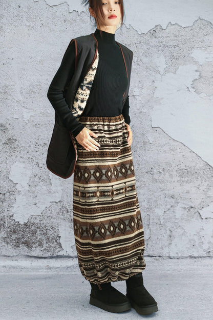 レトロドローストリングファースカート