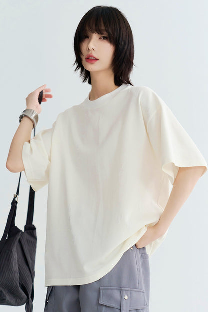 ルーズフィットソリッドカラーティーシャツ