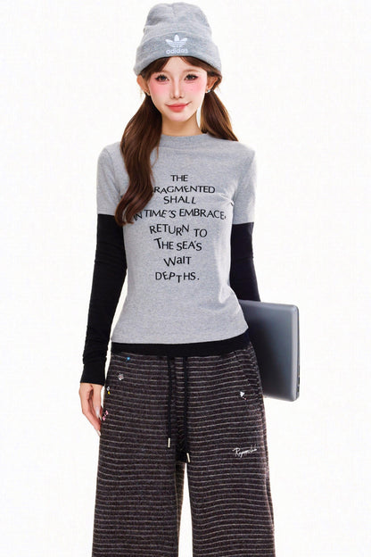 Retro Letter Slim Fit Top