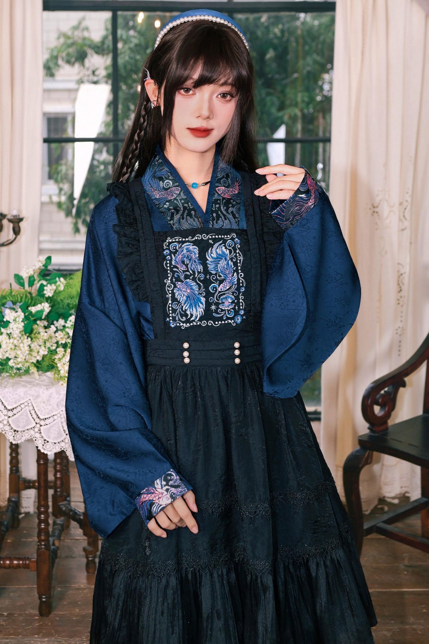 金色梭织汉服衬衫