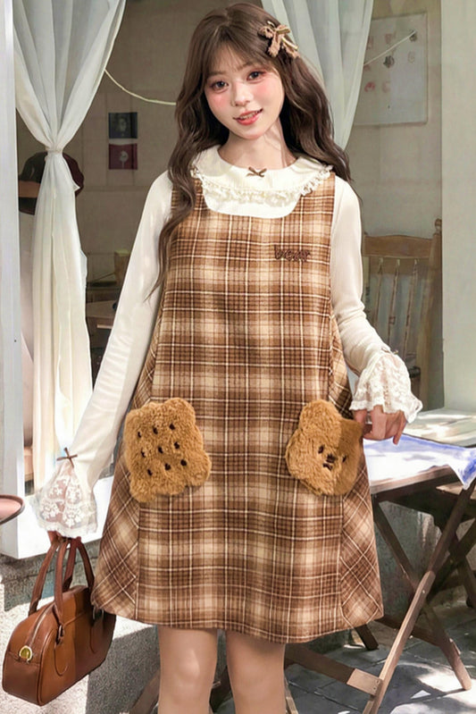 スウィートキャラメルチェックドレス