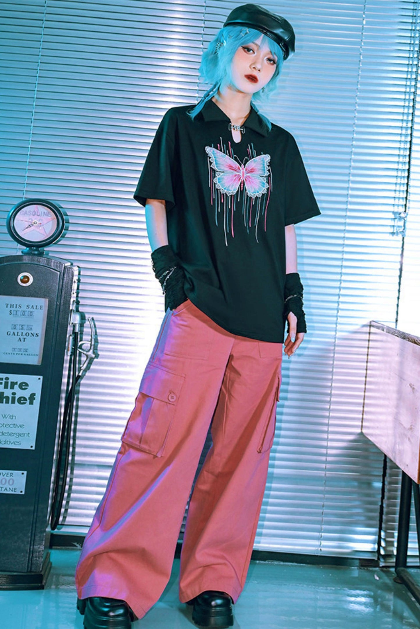 Cyber Butterfly Embroidered Top
