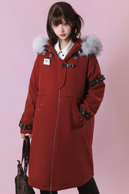 モードファーカラーミディコート