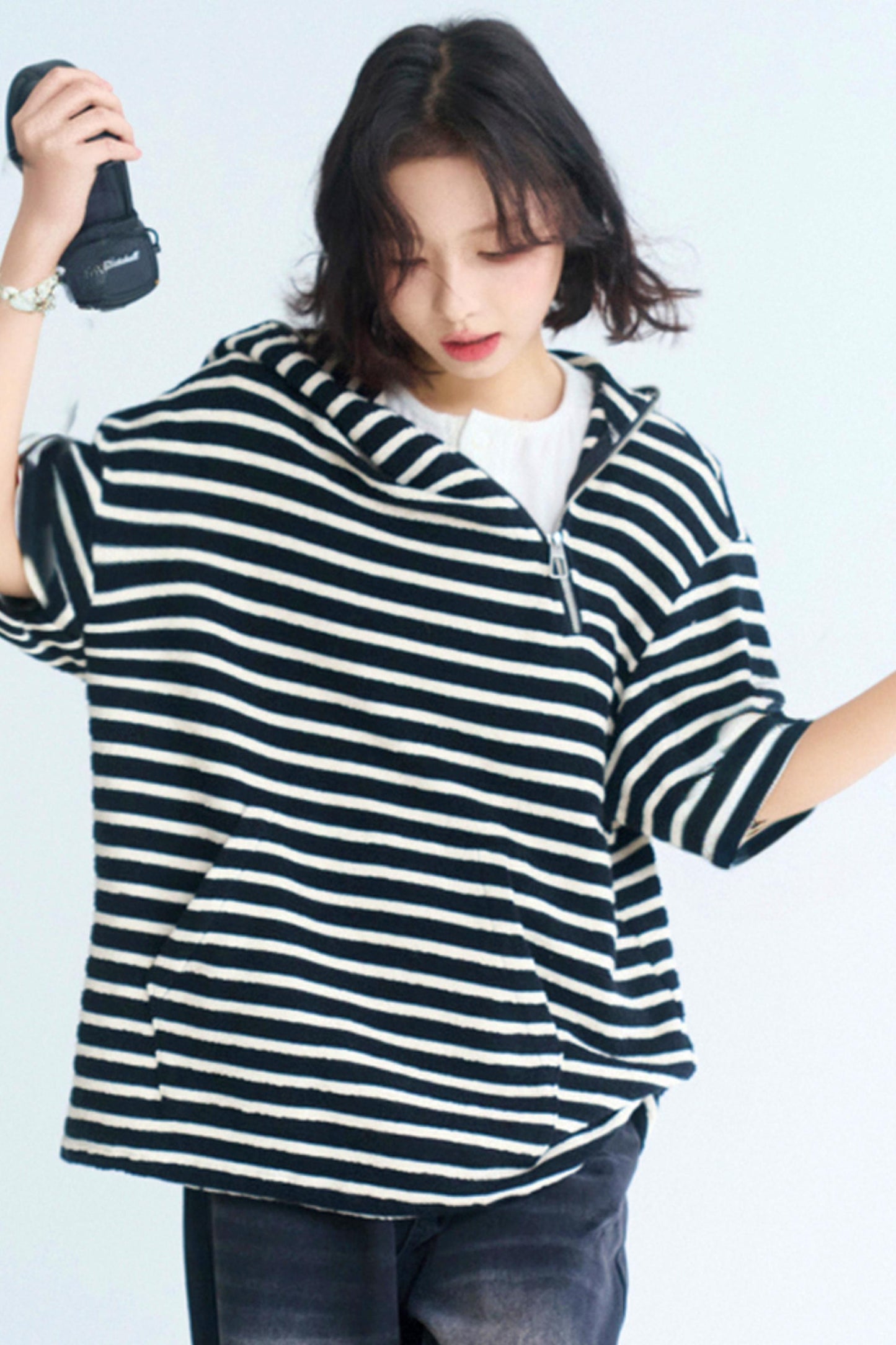 airy loose-fitting hooded tea