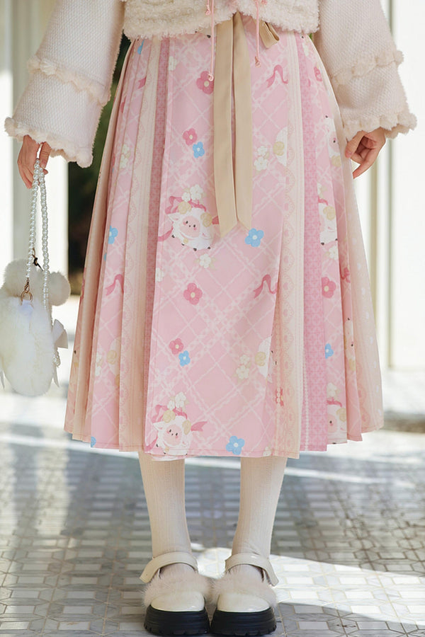 Pink Lamb Pleated Skirt