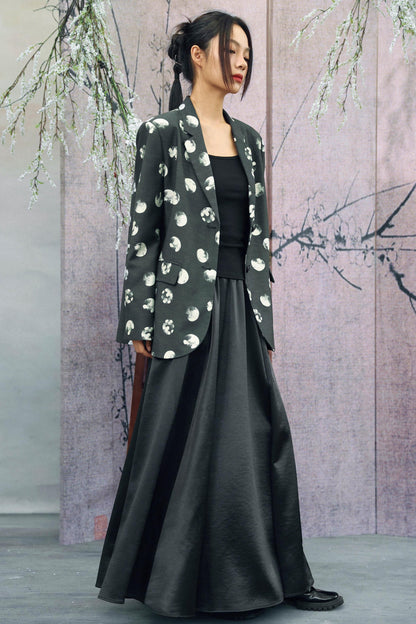 Polka Dot Shoulder Padded Blazer