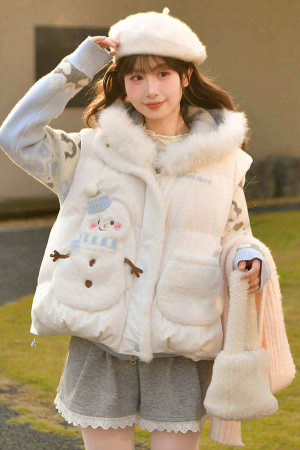 Forest Girl Cartoon Down Vest