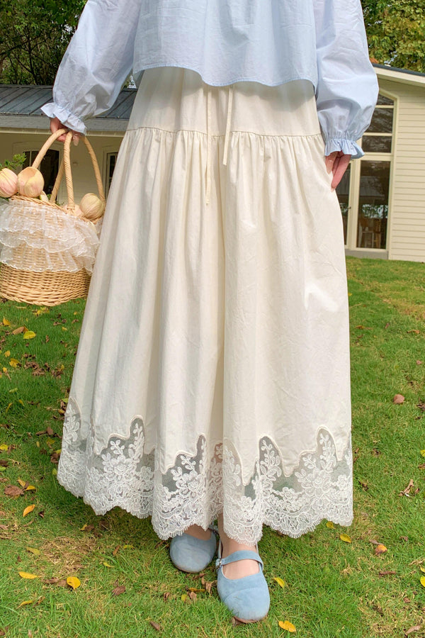 Lace Crochet High Waist Skirt