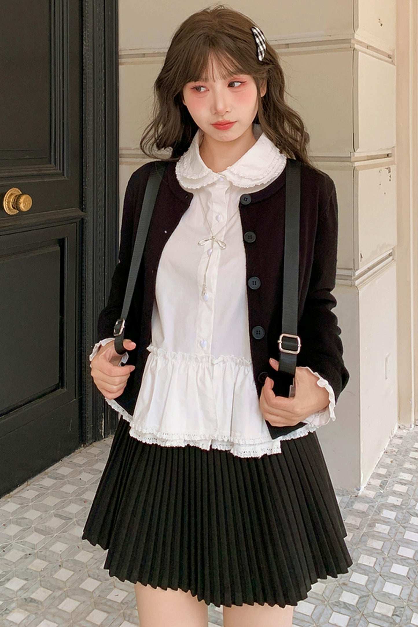 Double Layer Lace Doll Collar Blouse