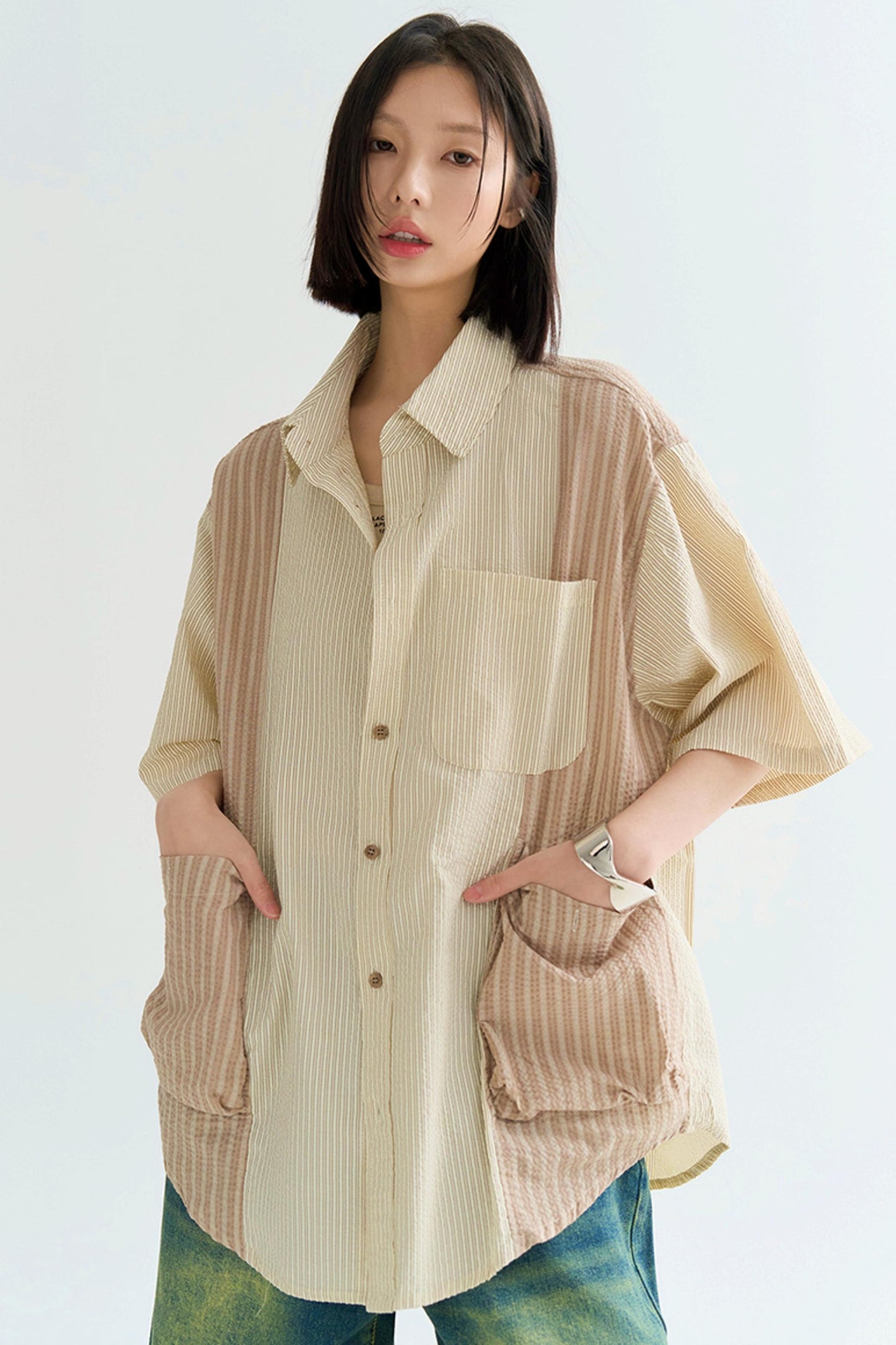 colorblock spliced shirt