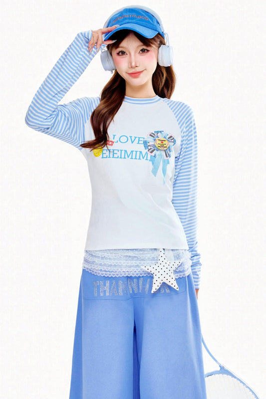 Striped Design Star Y2K Top