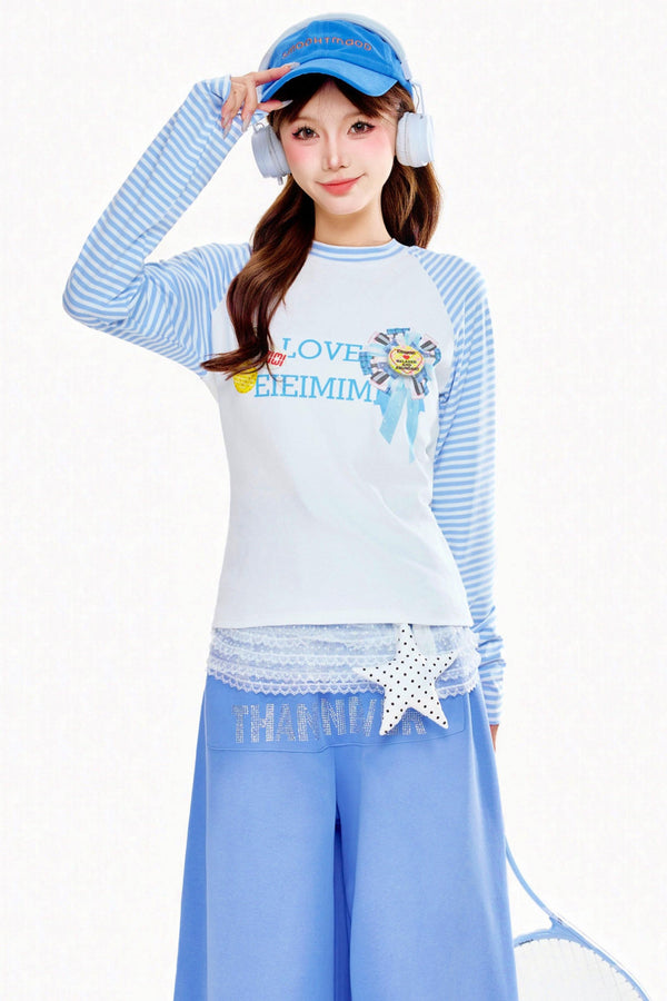 Striped Design Star Y2K Top