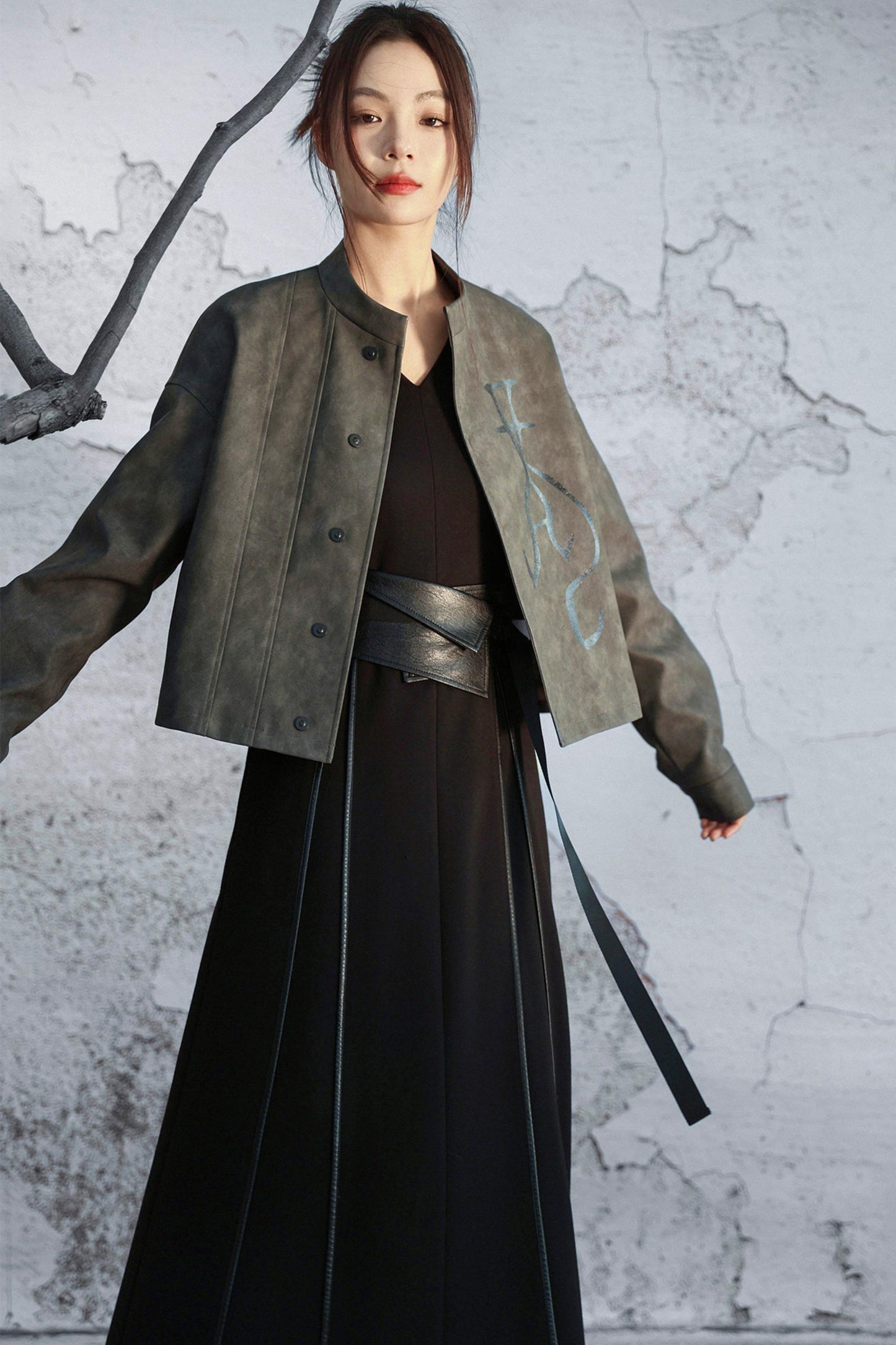 スタンドアップカラーレザージャケット