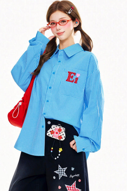 Patchwork Plaid Spring Blouse