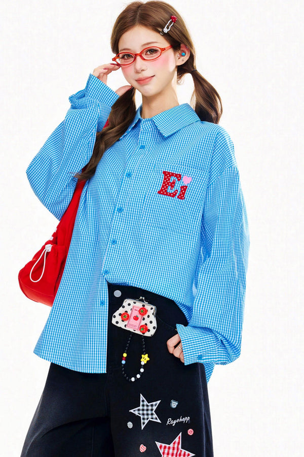 Patchwork Plaid Spring Blouse