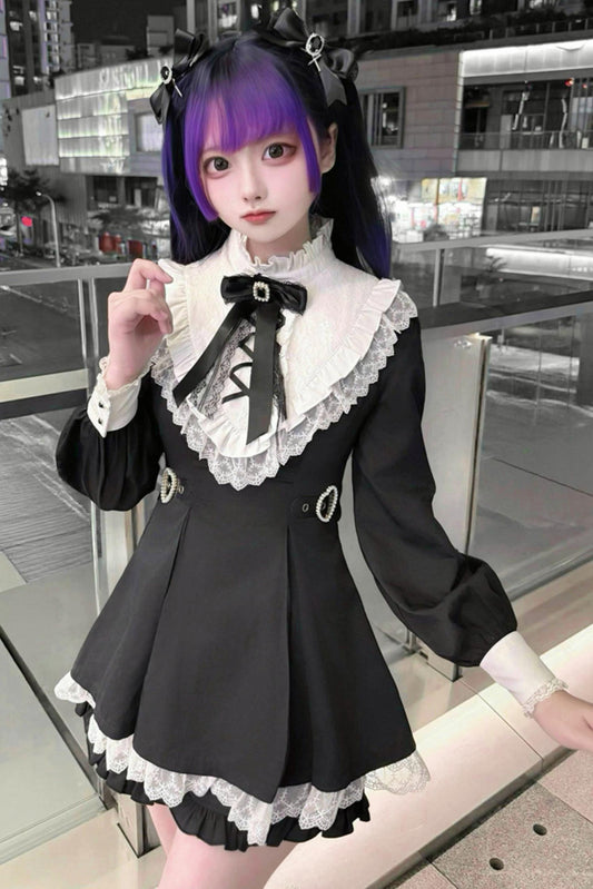 ゴシック地雷レースドレス+アクセサリー(ショートパンツ付き)