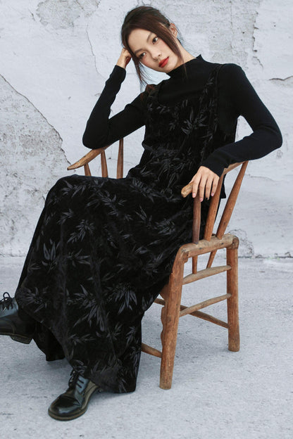 シェニールダークパターンドレス