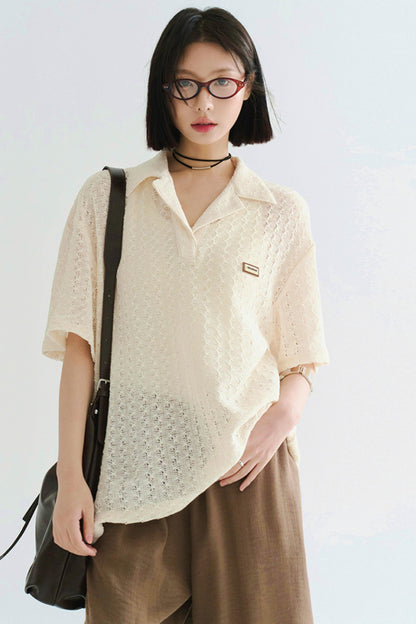 Sheer Polo Neck T-Shirt