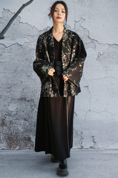 Chinese Denim Jacquard Cardigan