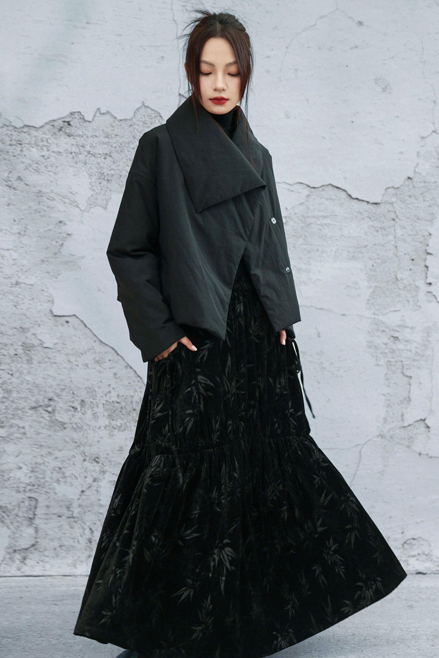 ダークバンブーリーフスカート