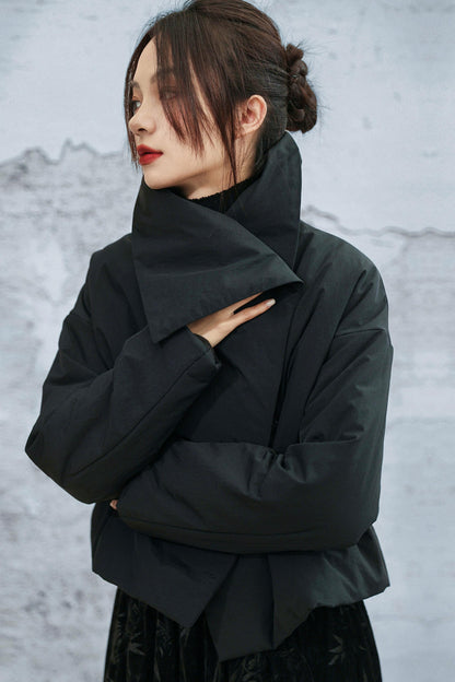 コンバーティブルネックラインコットンジャケット