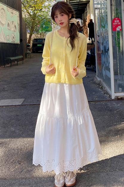 Hollow Lace High-Waisted Skirt