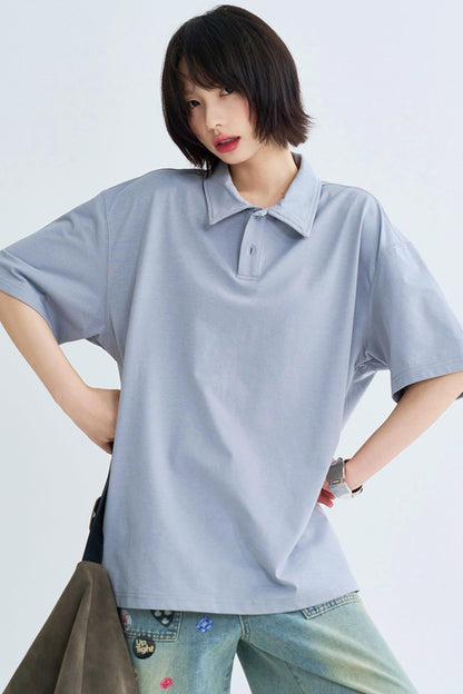 Minimalist Solid Polo Neck Top