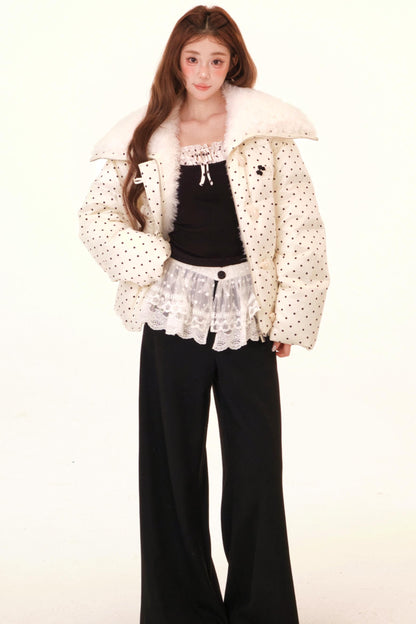 Polka Dot Fleece Lined Blouse + Pants