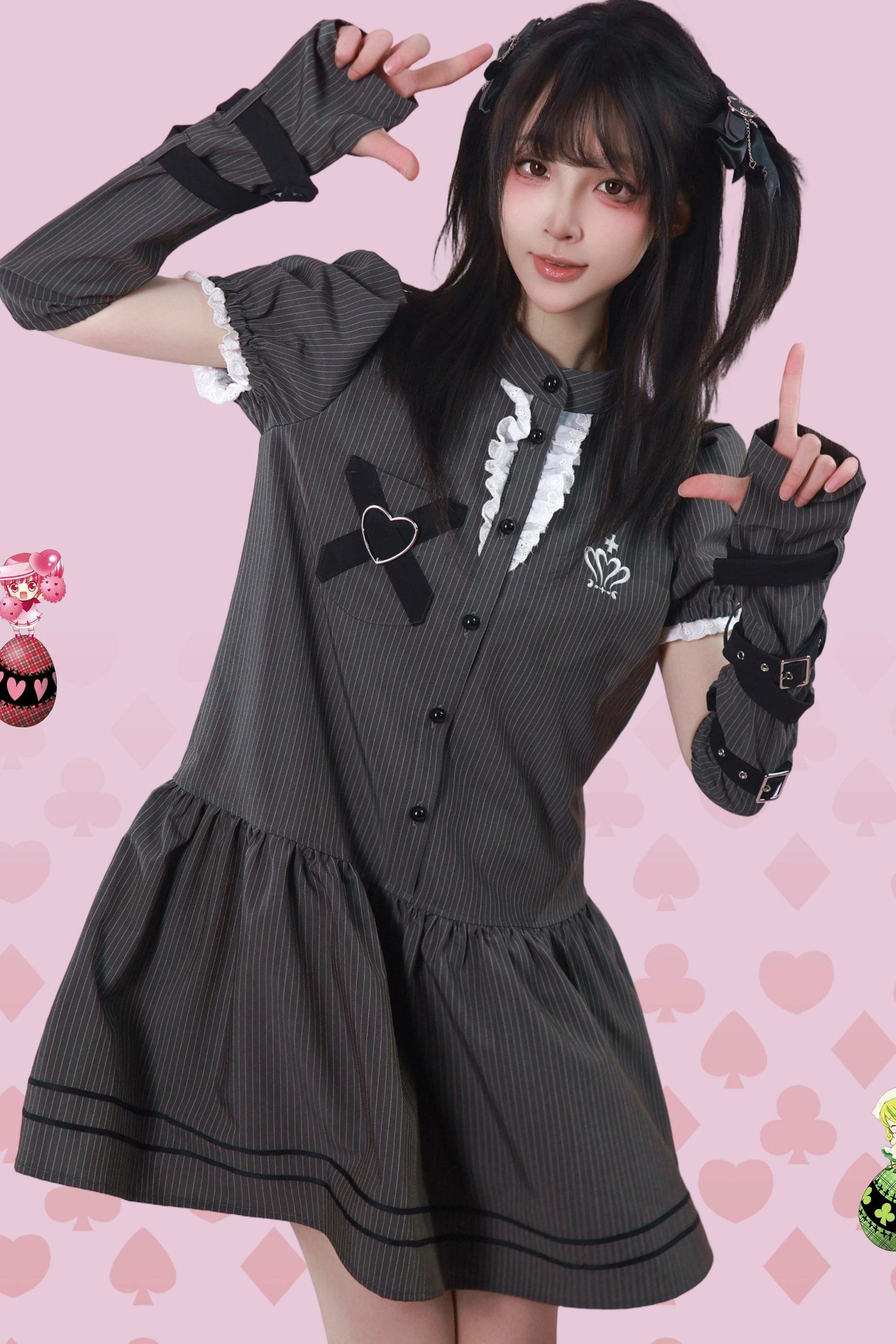 ハートリボンサブカル制服ワンピース