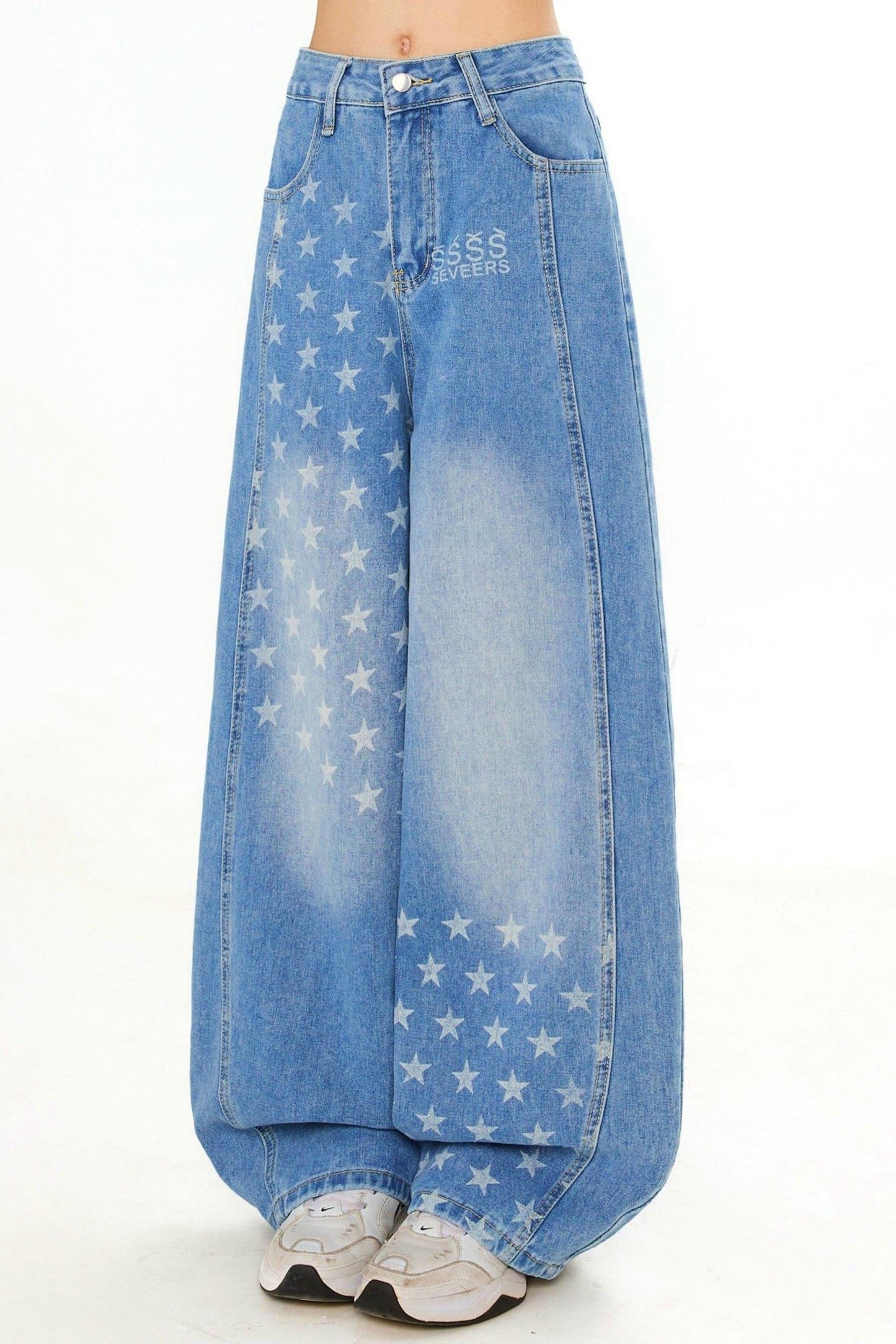 Retro Star Osh Design Wide Denim Pants