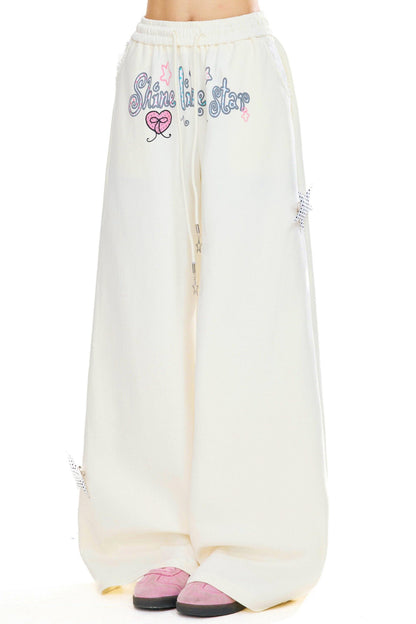 Star Decorated Wide Loose Pants