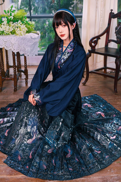 浮动鱼鳍织锦裙