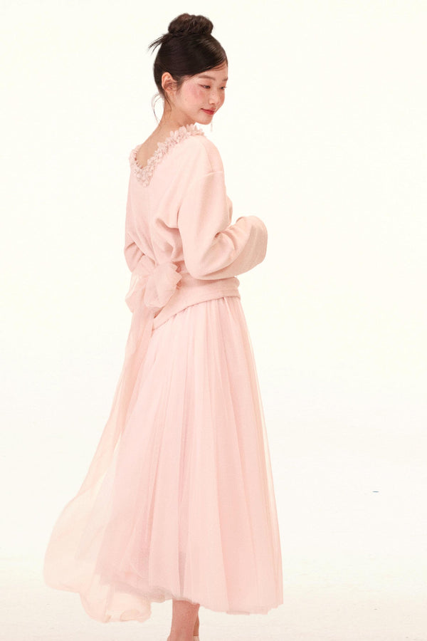 Mist Veil Lace Top and Skirt Set