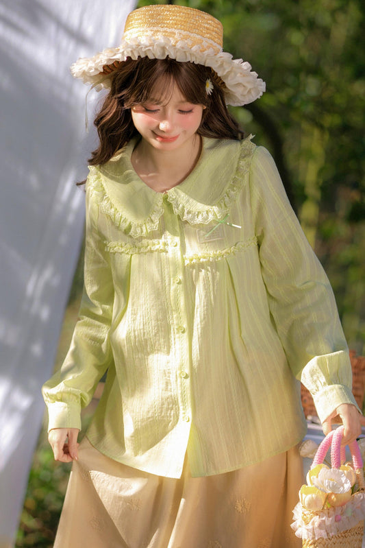 포레스트 돌 칼라 블라우스