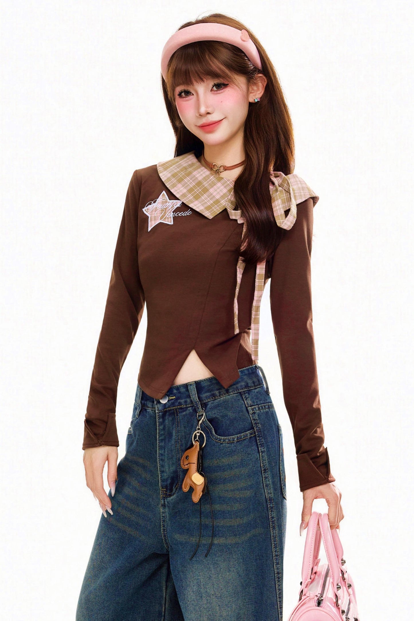 Retro Patchwork Plaid Top