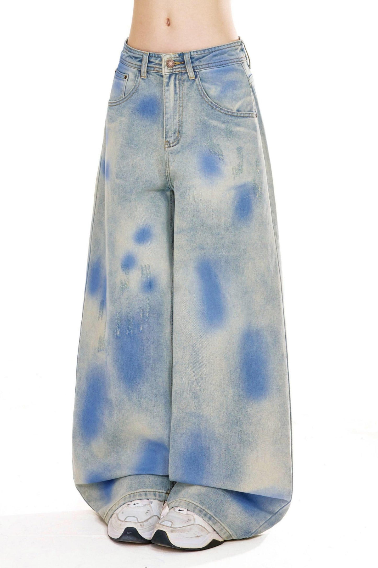 Marble Wash Wide Denim Pants