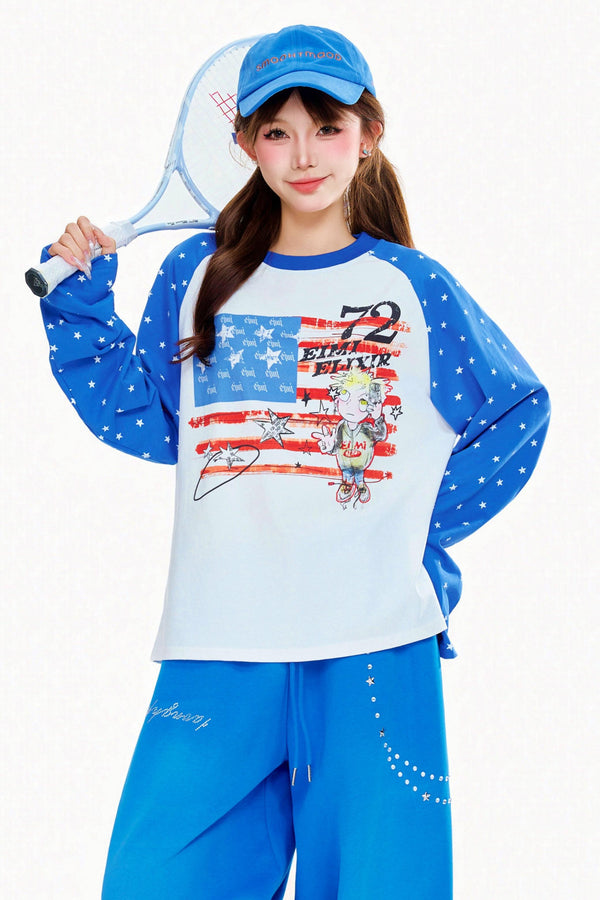 American Dot Raglan Top