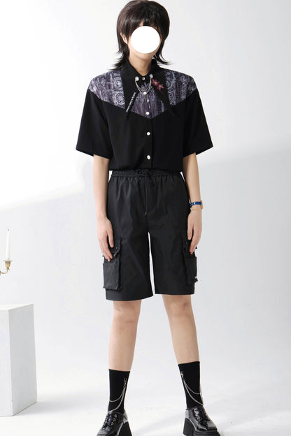 Gothic Arch Print Big Collar Design Shirt