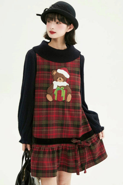 ヴィンテージレッドチェックドレス