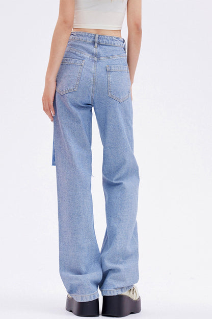 High Waist Color Block Jeans