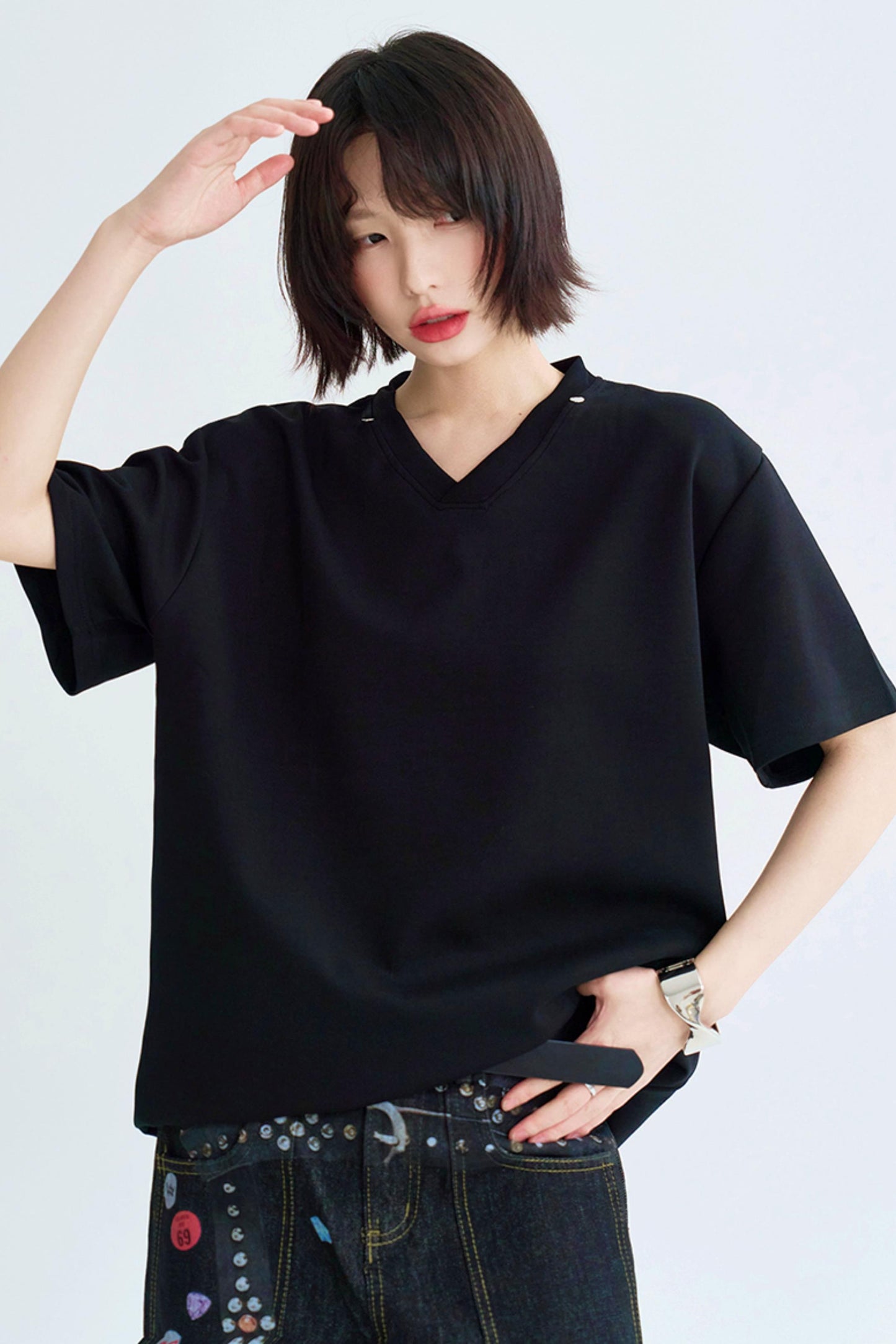 Detachable color solid tee shirt
