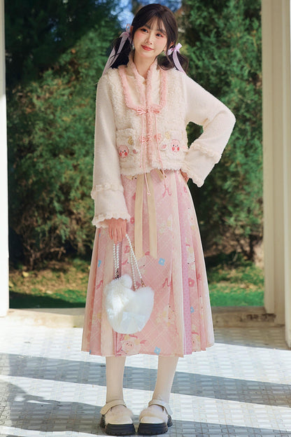 Pink Lamb Pleated Skirt