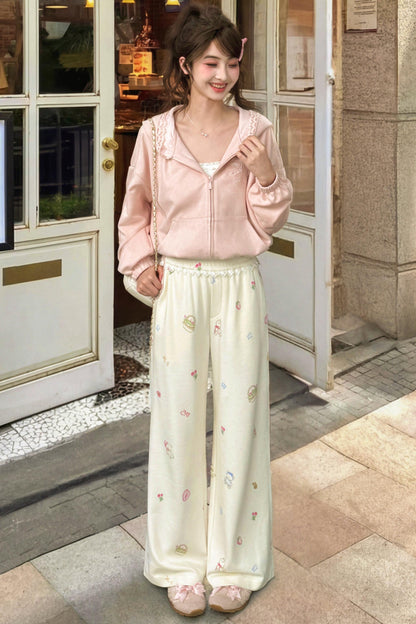 Hose mit Cartoon-Print und Drapierung