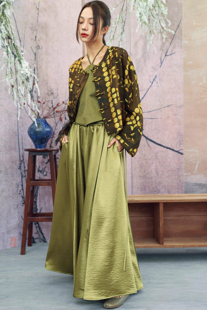 Schwarz-goldene kurze China-Jacke aus Jacquard